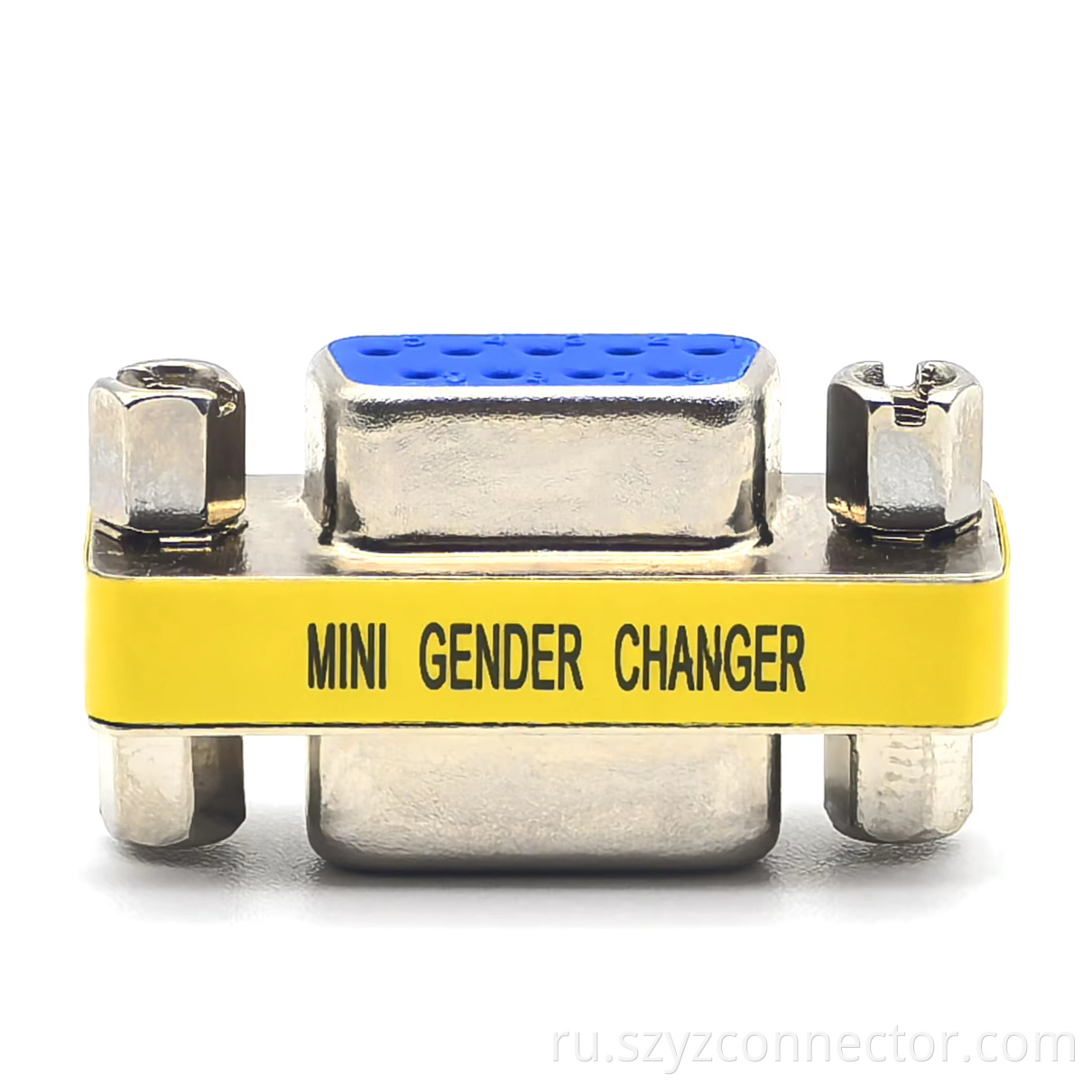 D-Sub Adapter 9-Position Female to Female Blue Plastic With Mounting Screws RoHS Compliant